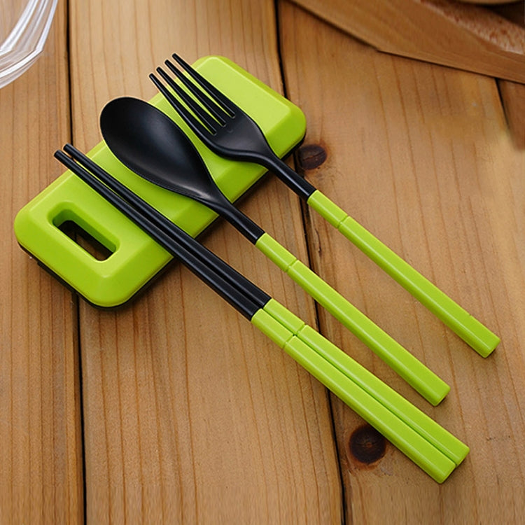 3 in 1 ABS Folding Dinnerware Cutlery Fork Chopsticks Set with Storage Box Outdoor Camping Hiking Traveling Tableware Set(Pink)
