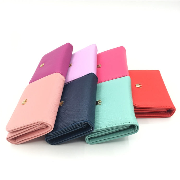 Short Mini Women Wallets Crown Decorated Fold PU Leather Coin Purse Card Holder(Purple)