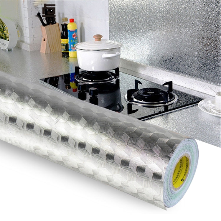 Kitchen Wall Stove Aluminum Foil Oil-proof Stickers Anti-fouling High-temperature Self-adhesive Croppable Wallpaper Wall Sticker, Size:40cmx5m Style: Cube