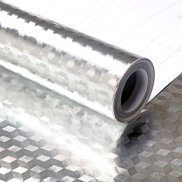Kitchen Wall Stove Aluminum Foil Oil-proof Stickers Anti-fouling High-temperature Self-adhesive Croppable Wallpaper Wall Sticker, Size:40cmx5m Style: Cube