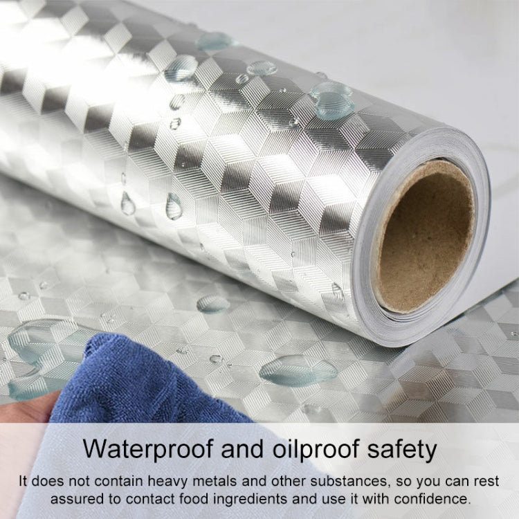 Kitchen Wall Stove Aluminum Foil Oil-proof Stickers Anti-fouling High-temperature Self-adhesive Croppable Wallpaper Wall Sticker, Size:40cmx5m Style: Cube