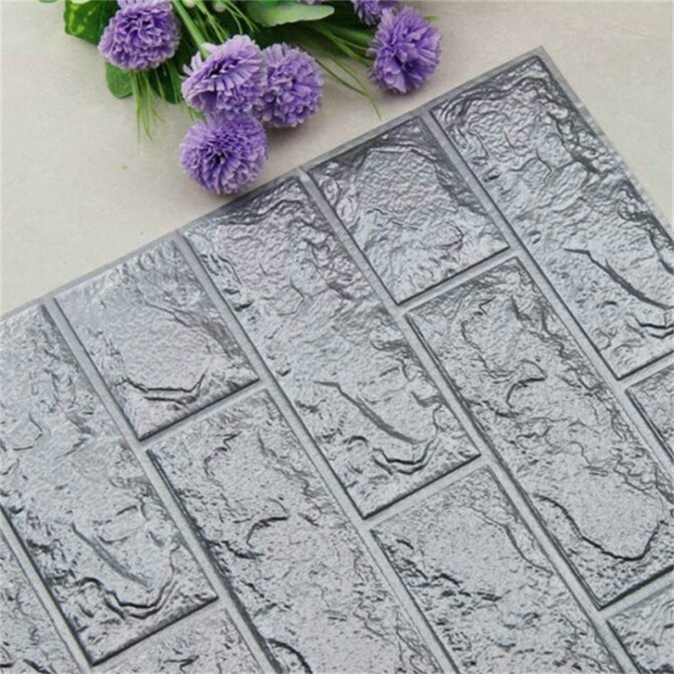 2 PCS Self Adhesive Waterproof TV Background Brick Wallpapers 3D Wall Sticker Living Room Wallpaper Mural Bedroom Decorative Stickers, Dimensions:70cm x 77cm(Silver gray)