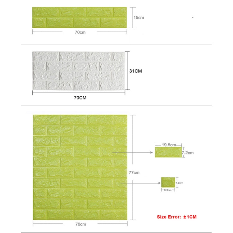 2 PCS Self Adhesive Waterproof TV Background Brick Wallpapers 3D Wall Sticker Living Room Wallpaper Mural Bedroom Decorative Stickers, Dimensions:70cm x 77cm(Silver gray)