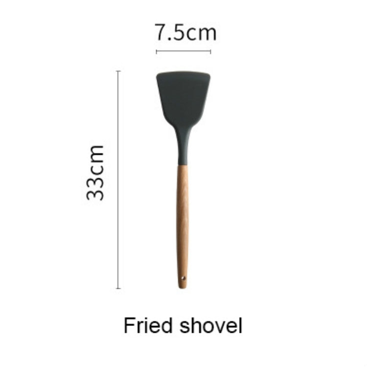 Silicone Wood Handle Spatula Heat-resistant Soup Spoon Non-stick Special Cooking Shovel Kitchen Tools Fried Shovel
