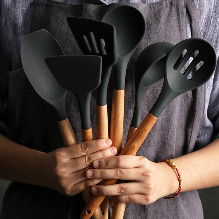 Silicone Wood Handle Spatula Heat-resistant Soup Spoon Non-stick Special Cooking Shovel Kitchen Tools Draging Spoon
