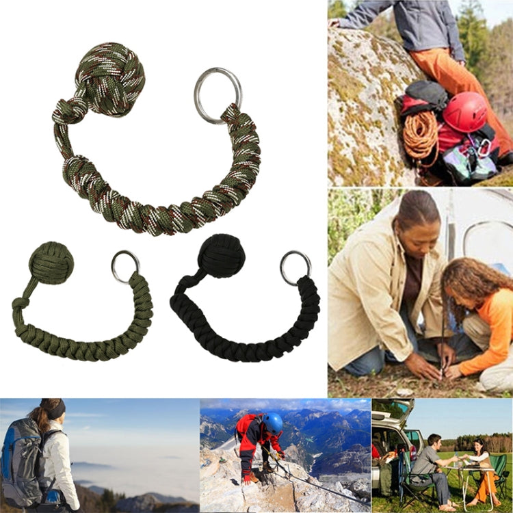Outdoor Security Protection Black Monkey Fist Steel Ball Bearing Self Defense Lanyard Survival Key Chain(ACU camouflage)