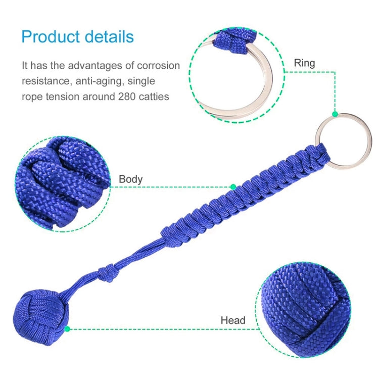 Outdoor Security Protection Black Monkey Fist Steel Ball Bearing Self Defense Lanyard Survival Key Chain(Green)