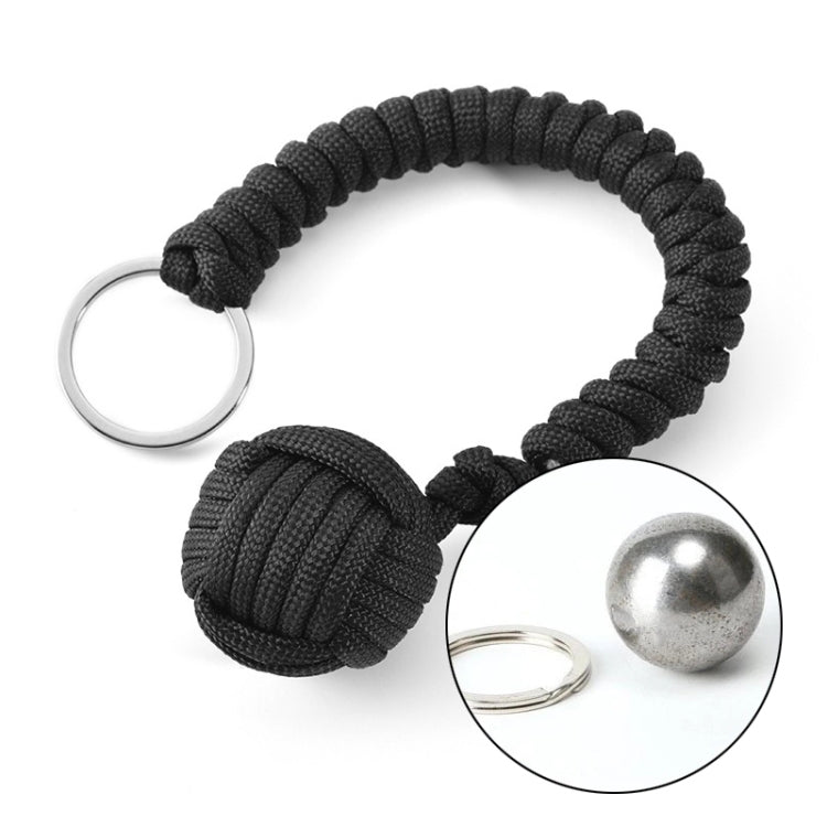 Outdoor Security Protection Black Monkey Fist Steel Ball Bearing Self Defense Lanyard Survival Key Chain(Camouflage Green 2)