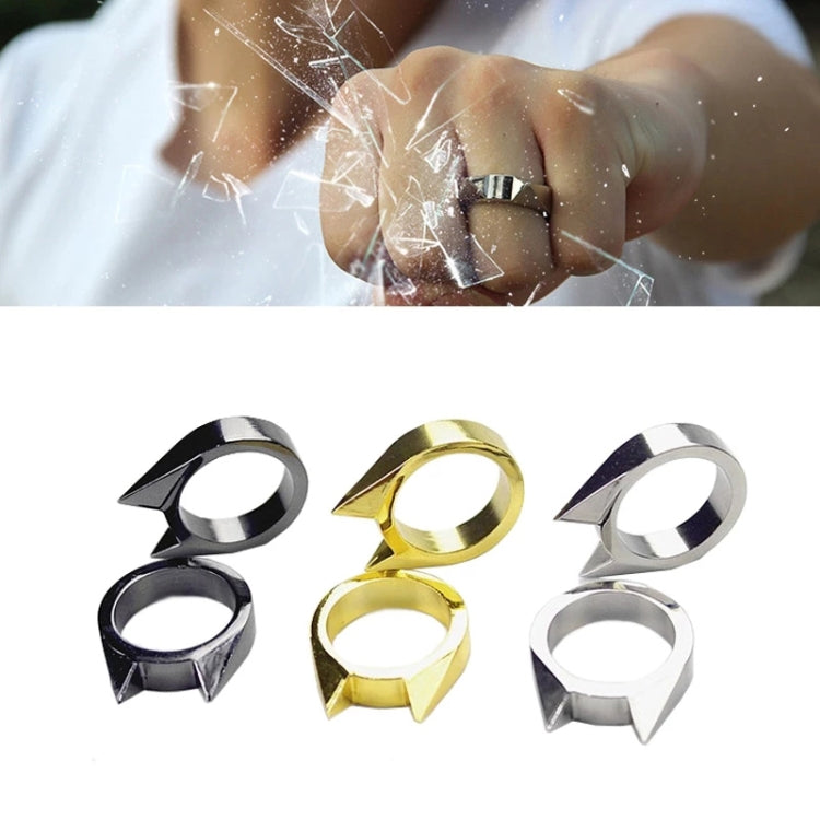 Women Men Safety Survival Ring Tool Self Defence Stainless Steel Finger Defense Ring(Black)