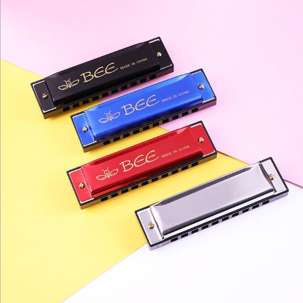 BEE 10-holes Dual-tones C Tone Brace Harmonica(Blue)