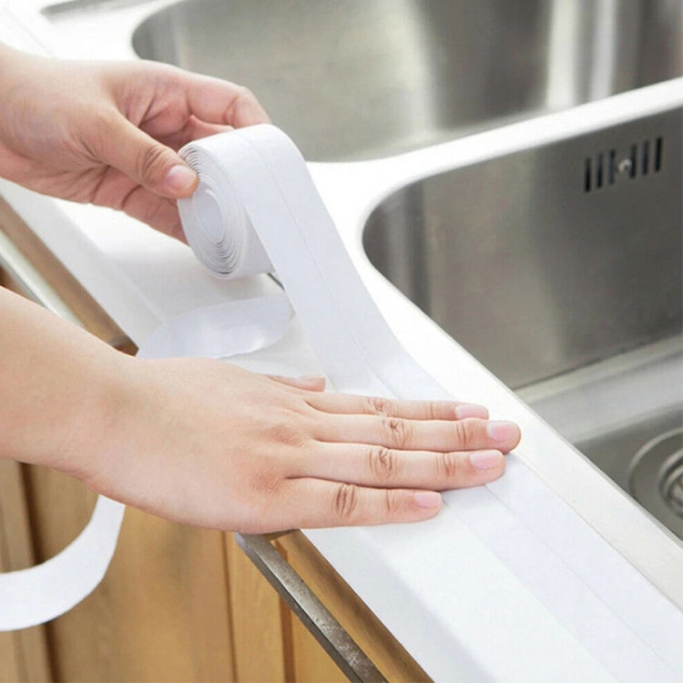 Durable PVC Material Waterproof Mold Proof Adhesive Tape  Kitchen Bathroom Wall Sealing Tape, Width:3.8cm x 3.2m(White)