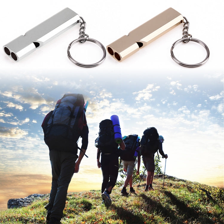 3 PCS Mini Portable 120db Double Pipe High Decibel Outdoor Camping Hiking Survival Whistle Double-frequency Emnergecy Whistle Keychain(Gold)