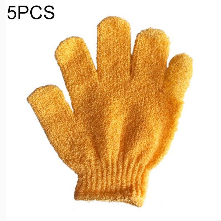 5 PCS Shower Bath Gloves Exfoliating Spa Massage Scrub Body Glove(Orange)