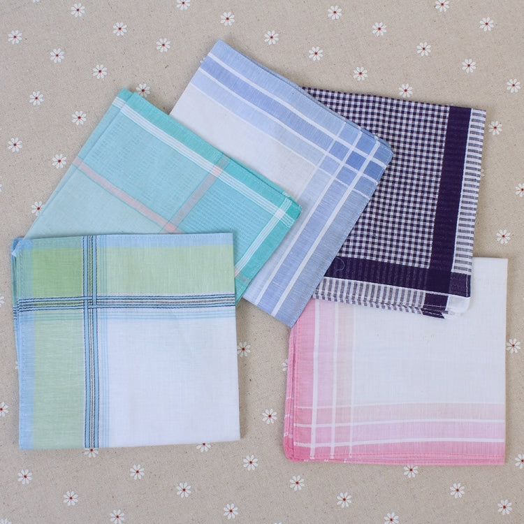 Multicolor Plaid Stripe Men Pocket Squares Business Chest Towel Handkerchiefs  100% Cotton(Random Color)