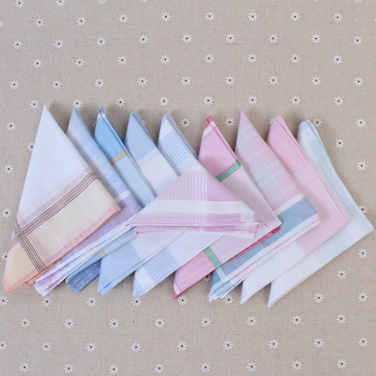 Multicolor Plaid Stripe Men Pocket Squares Business Chest Towel Handkerchiefs  100% Cotton(Random Color)