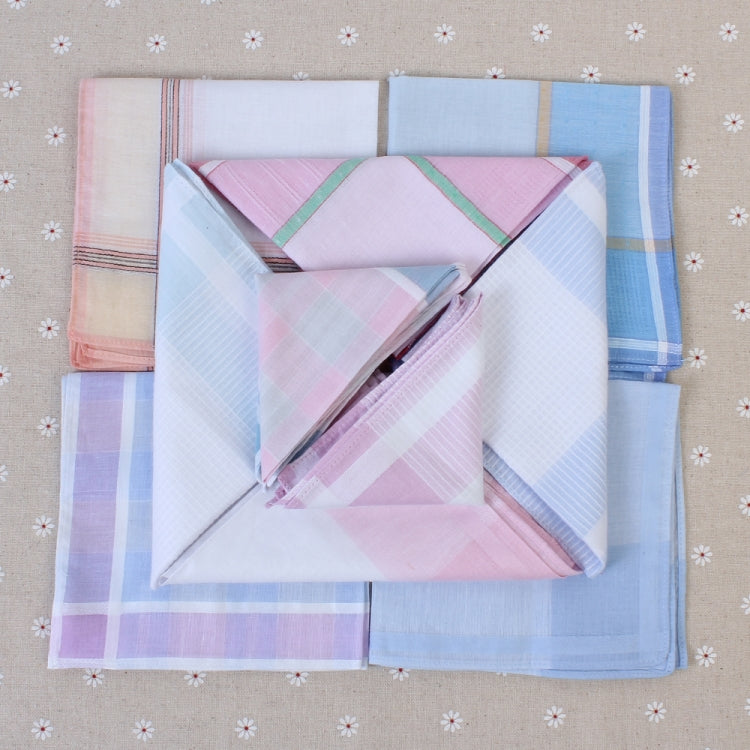 Multicolor Plaid Stripe Men Pocket Squares Business Chest Towel Handkerchiefs  100% Cotton(Random Color)