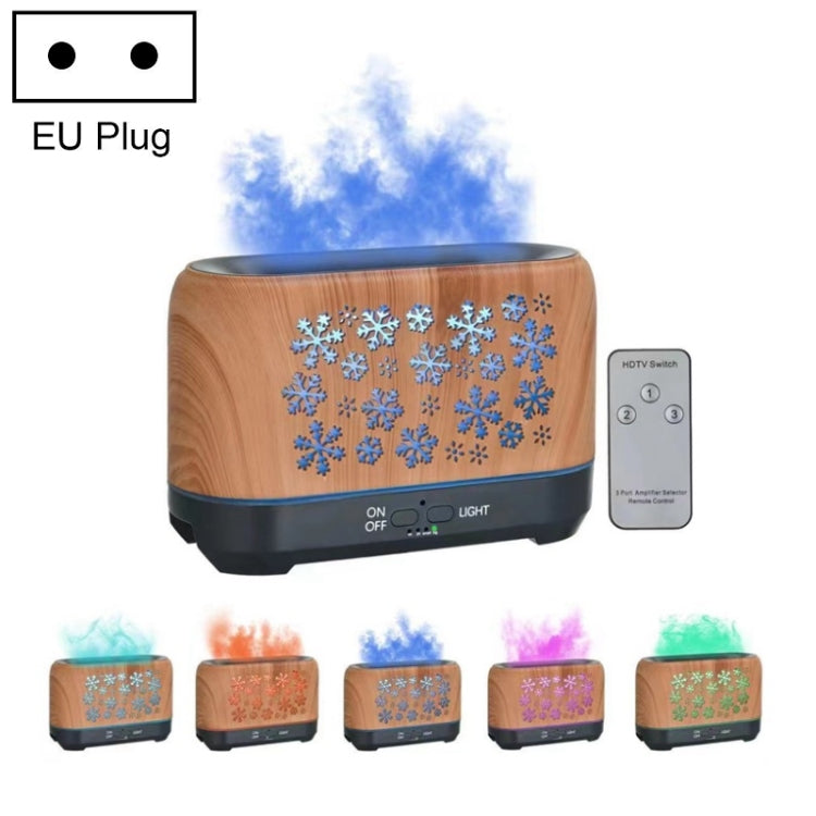 Home Colorful Simulation Flame Incense Smoked Lamp Humidifier, Model:Remote Control(EU Plug)