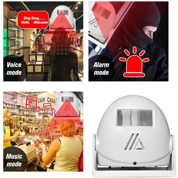 Wireless Intelligent Doorbell Infrared Motion Sensor Voice Prompter Warning Door Bell Alarm(White)