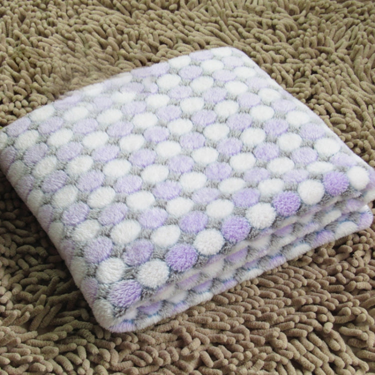 Soft Flannel Pet Blanket Dots Printed Breathable Bed Mat Warm Pet Sleeping Cushion Cover for Pet Dog Cat, Size:M(Purple)