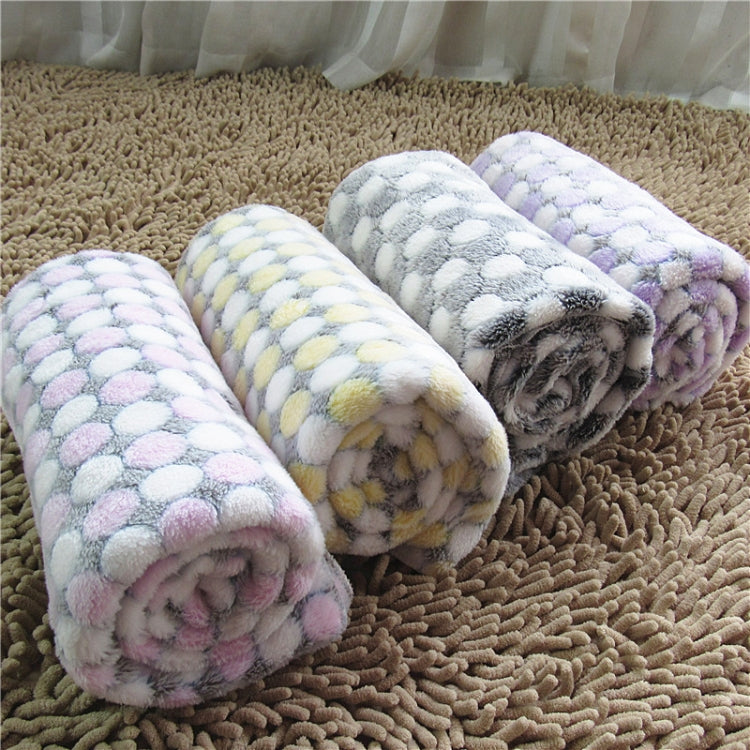 Soft Flannel Pet Blanket Dots Printed Breathable Bed Mat Warm Pet Sleeping Cushion Cover for Pet Dog Cat, Size:M(Cream Color)