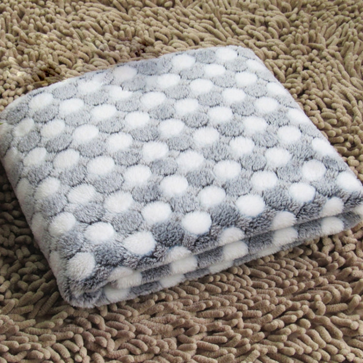 Soft Flannel Pet Blanket Dots Printed Breathable Bed Mat Warm Pet Sleeping Cushion Cover for Pet Dog Cat, Size:M(Grey)