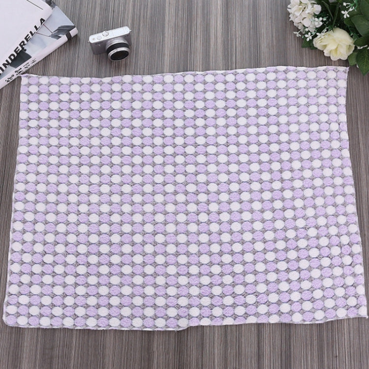 Soft Flannel Pet Blanket Dots Printed Breathable Bed Mat Warm Pet Sleeping Cushion Cover for Pet Dog Cat, Size:L(Purple)
