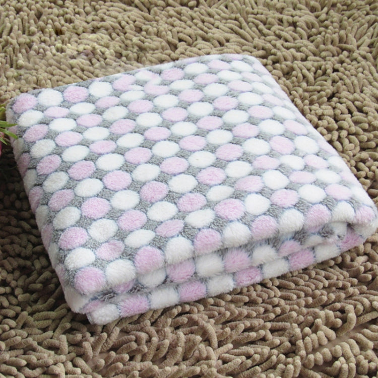 Soft Flannel Pet Blanket Dots Printed Breathable Bed Mat Warm Pet Sleeping Cushion Cover for Pet Dog Cat, Size:L(Rose Red)