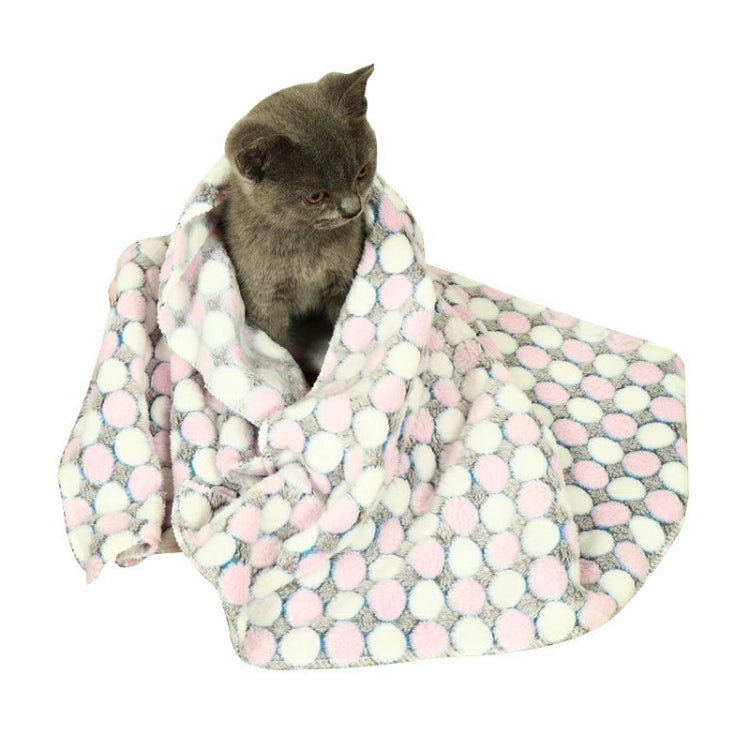Soft Flannel Pet Blanket Dots Printed Breathable Bed Mat Warm Pet Sleeping Cushion Cover for Pet Dog Cat, Size:L(Rose Red)