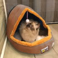 Pet Dog Cat  Warm Soft Bed Pet Cushion Dog Kennel Cat Castle Foldable Puppy House with Toy Ball, Size:S(Camel Color)