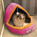 Pet Dog Cat  Warm Soft Bed Pet Cushion Dog Kennel Cat Castle Foldable Puppy House with Toy Ball, Size:S(Pink)