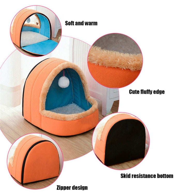 Pet Dog Cat  Warm Soft Bed Pet Cushion Dog Kennel Cat Castle Foldable Puppy House with Toy Ball, Size:S(Pink)