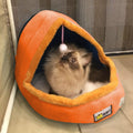 Pet Dog Cat  Warm Soft Bed Pet Cushion Dog Kennel Cat Castle Foldable Puppy House with Toy Ball, Size:M(Orange)