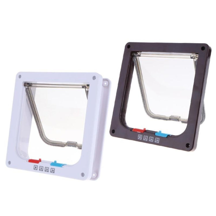 Pet Door 4 Ways Lockable Security Flap Door for Dog Cat Kitten Wall Mount Door Animal Small Pet Cat Dog Gate Door, Size:S(Coffee)