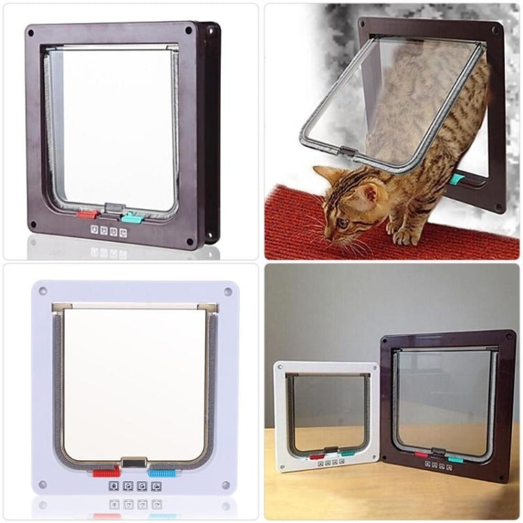 Pet Door 4 Ways Lockable Security Flap Door for Dog Cat Kitten Wall Mount Door Animal Small Pet Cat Dog Gate Door, Size:S(White)
