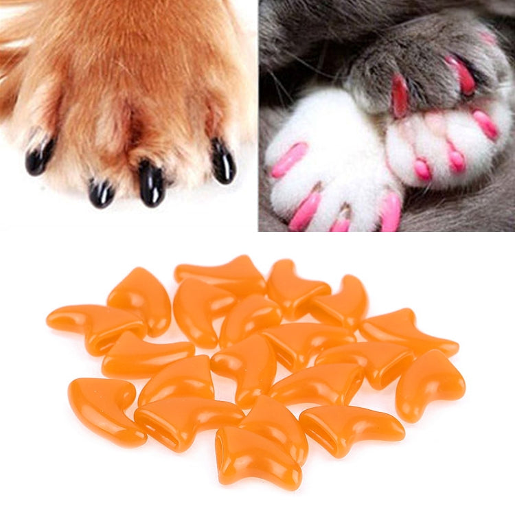 20 PCS Silicone Soft Cat Nail Caps / Cat Paw Claw / Pet Nail Protector/Cat Nail Cover, Size:L(Orange)
