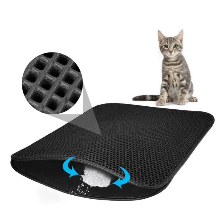 Waterproof Pet Cat Litter Mat EVA Double Layer Cat Litter Trapping Pets Mat Pad Bottom Non-slip Pet Litter Cat Mat, Size:L (Black)