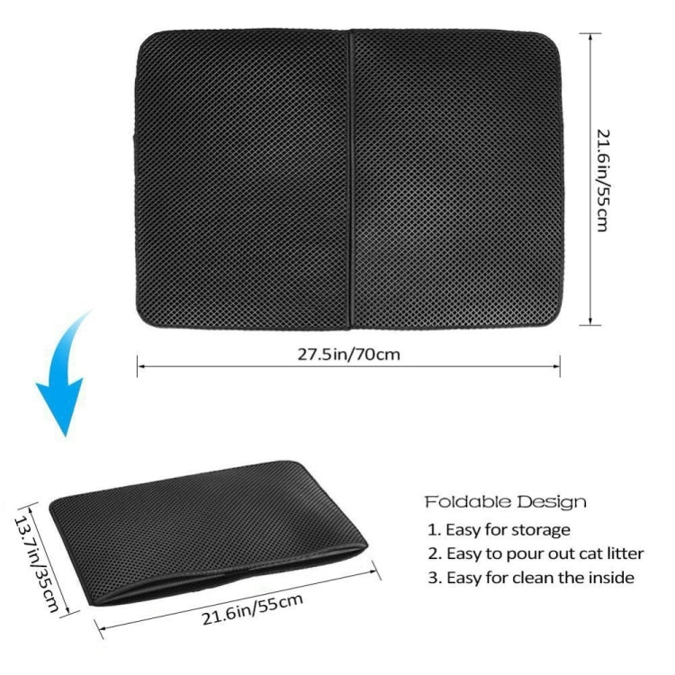 Waterproof Pet Cat Litter Mat EVA Double Layer Cat Litter Trapping Pets Mat Pad Bottom Non-slip Pet Litter Cat Mat, Size:L (Black)
