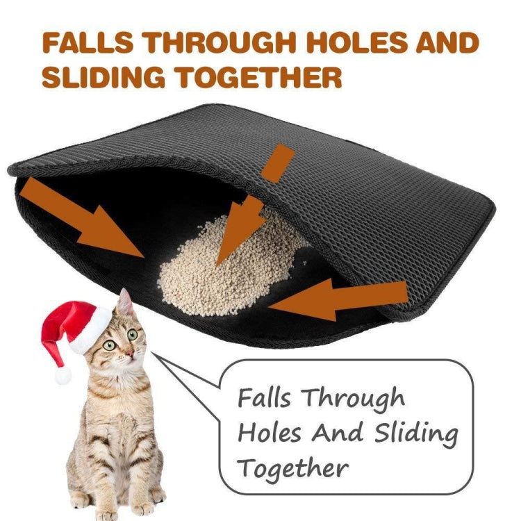 Waterproof Pet Cat Litter Mat EVA Double Layer Cat Litter Trapping Pets Mat Pad Bottom Non-slip Pet Litter Cat Mat, Size:L (Black)