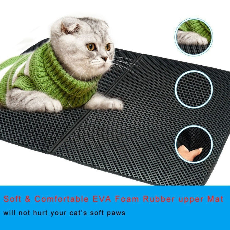 Waterproof Pet Cat Litter Mat EVA Double Layer Cat Litter Trapping Pets Mat Pad Bottom Non-slip Pet Litter Cat Mat, Size:L (Black)