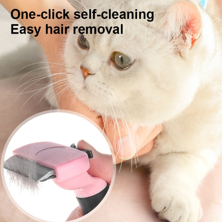 Pet Comb Stainless Steel Double-Sided Open Knot Clean Beauty Hair Removal Comb, Size:Small(Blue)