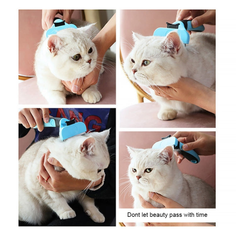 Pet Comb Stainless Steel Double-Sided Open Knot Clean Beauty Hair Removal Comb, Size:Small(Blue)
