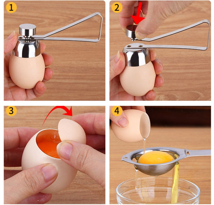 Metal Egg Scissors Egg Topper Cutter Shell Opener Stainless Steel Boiled Raw Egg Creative Kitchen Tools(Silver)