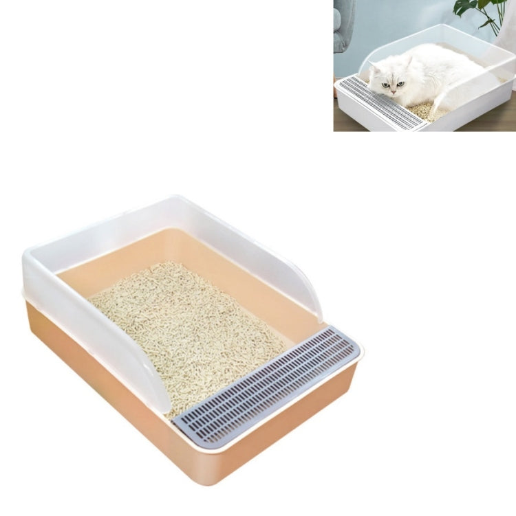 Cat Litter Box Semi-closed Square Feces Basin Pet Toilet, Size:Large  Pink