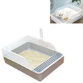 Cat Litter Box Semi-closed Square Feces Basin Pet Toilet, Size:Large  Gray