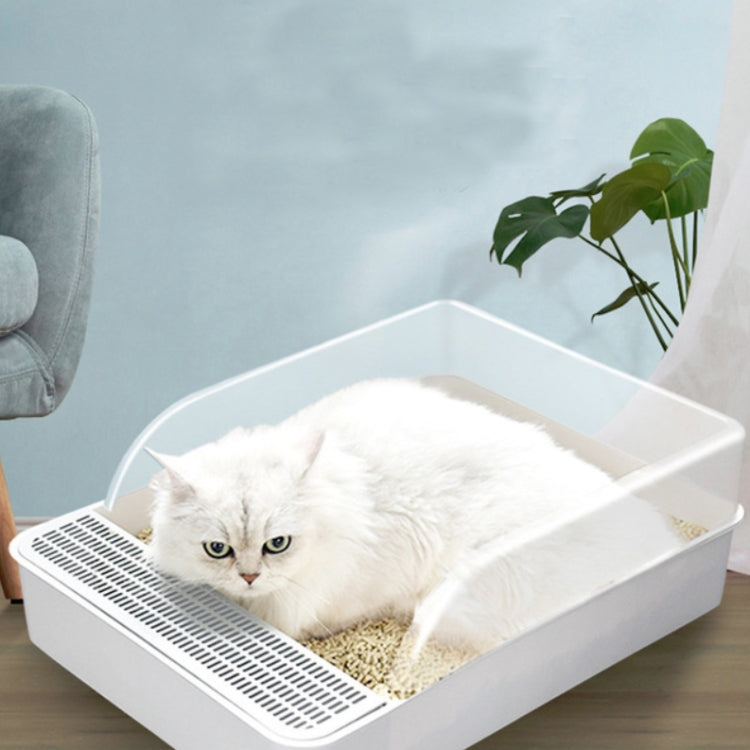 Cat Litter Box Semi-closed Square Feces Basin Pet Toilet, Size:Large  Gray