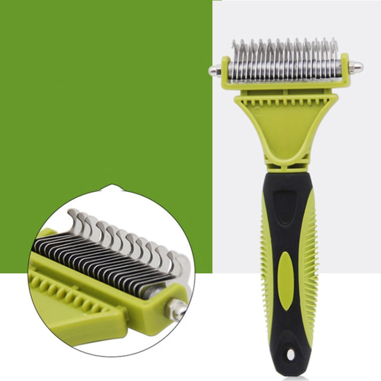 Pet Cat and Dog Cleaning Comb Double-sided Open Knot Hair Brushing Beauty Comb(Green)