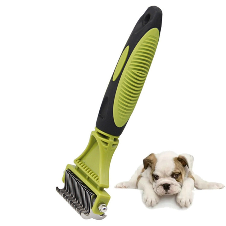 Pet Cat and Dog Cleaning Comb Double-sided Open Knot Hair Brushing Beauty Comb(Green)