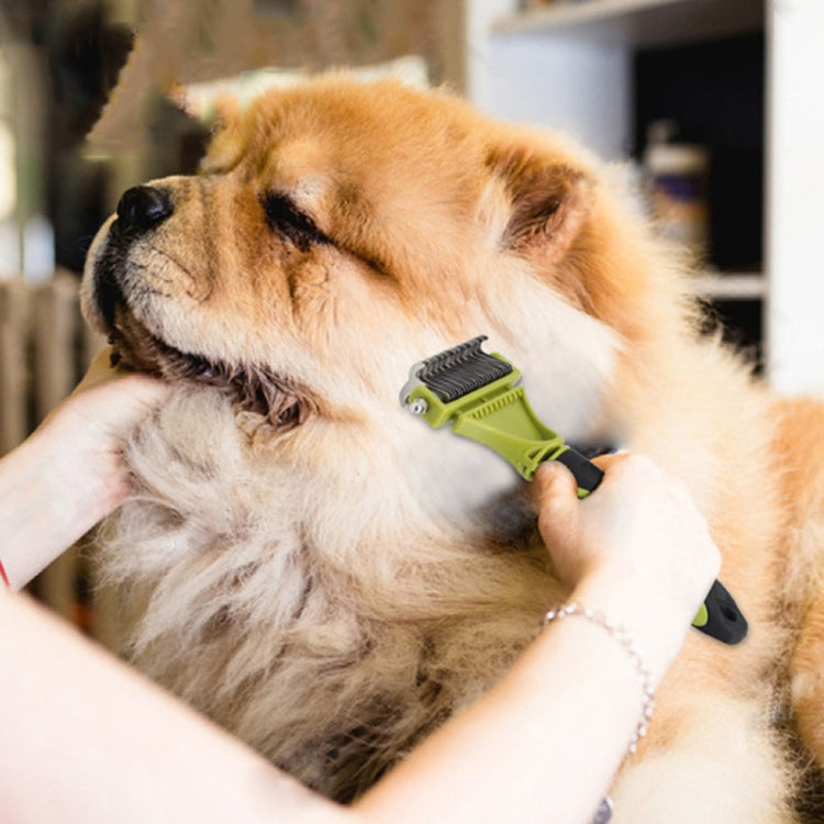 Pet Cat and Dog Cleaning Comb Double-sided Open Knot Hair Brushing Beauty Comb(Green)