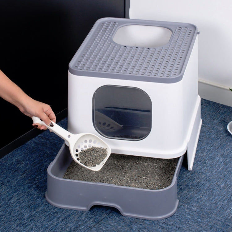 Top Drawer Fully Enclosed Cat Litter Box Pet Supplies(Blue)