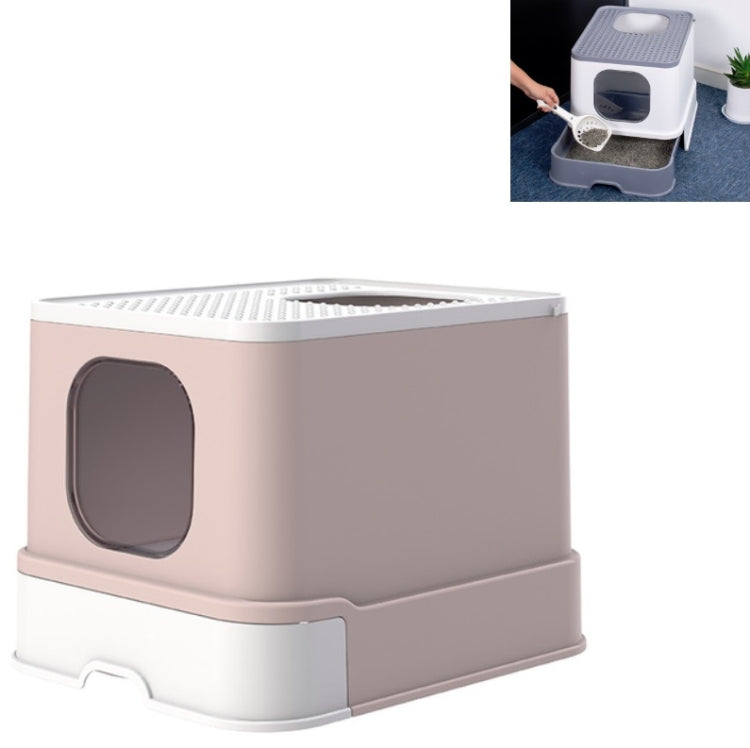 Top Drawer Fully Enclosed Cat Litter Box Pet Supplies(Brown)